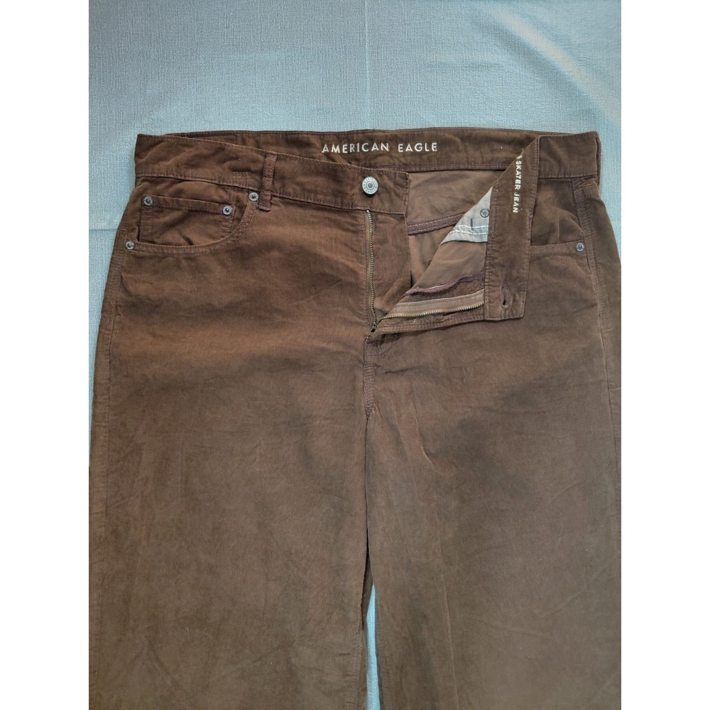 American Eagle Corduroy Low Rise Skater Jean Women's 14 Reg Brown Baggy Wide Leg - Picture 5 of 15